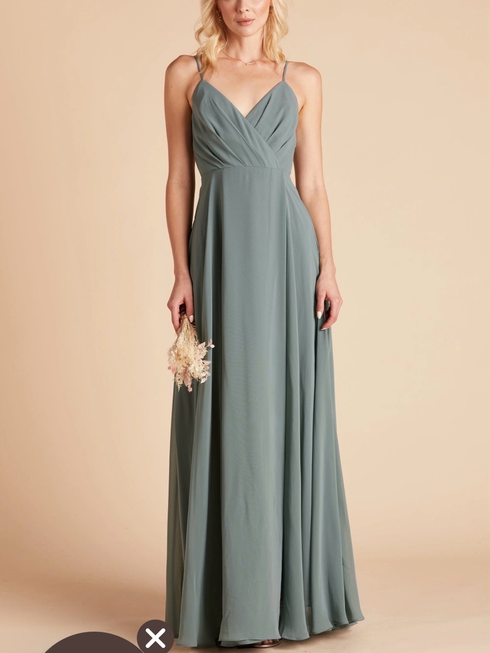 Birdy Grey Kaia Dress in Sage, wedding guest maxi dress/gown, Chiffon, Size M